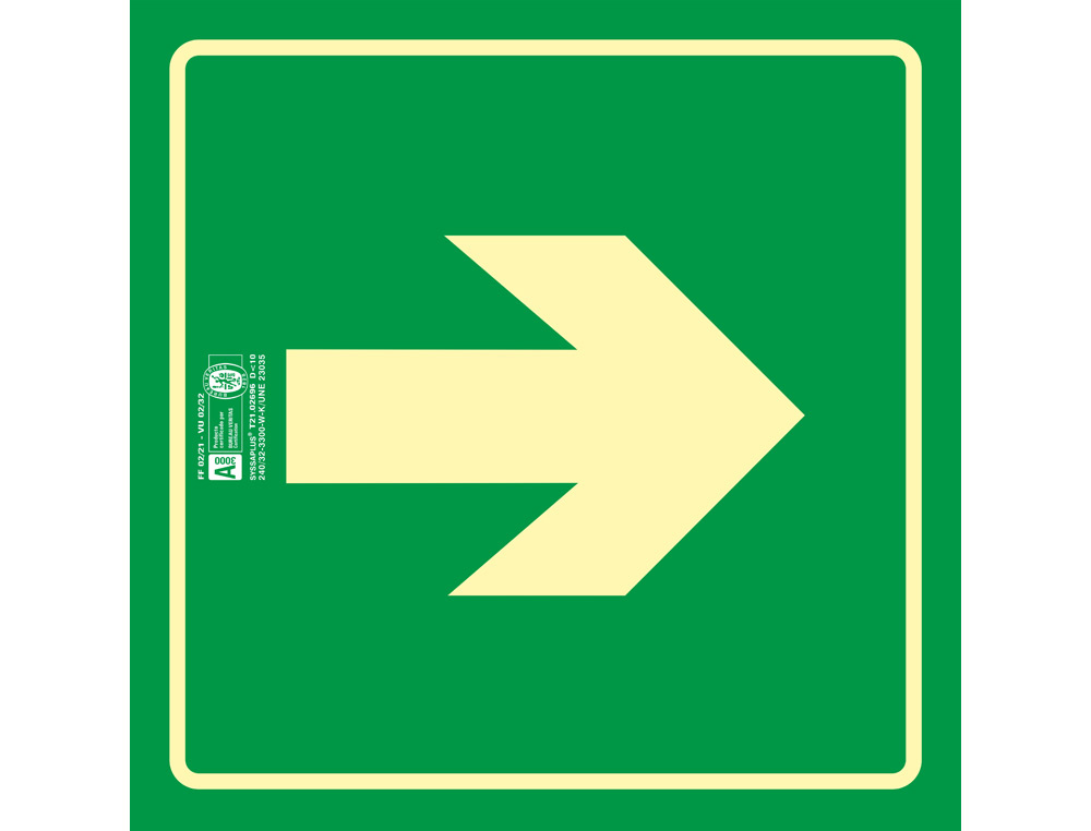 Pictograma syssa señal de via de evacuacion en pvc fotoluminiscente 210x210 mm