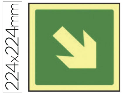 Pictograma syssa señal de via de evacuacion en pvc fotoluminiscente 224x224 mm