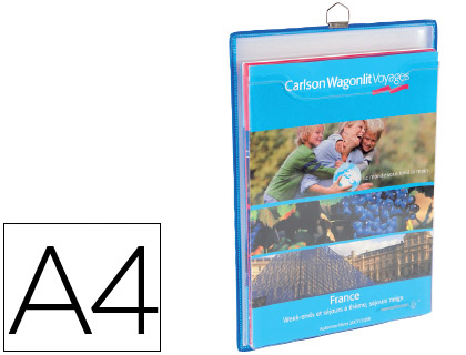 Funda para colgar djois din a4 anilla metalica formato vertical pack de 5 5 unidades color azul