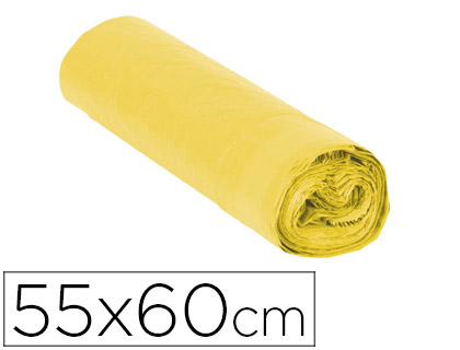 Bolsa basura domestica amarilla con autocierre 55 x 60 cm rollo de 15 unidades