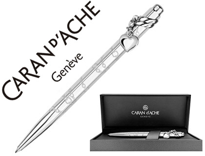 Boligrafo caran d´ache ecridor mademoiselle placado paladio corazon con estuche punta media