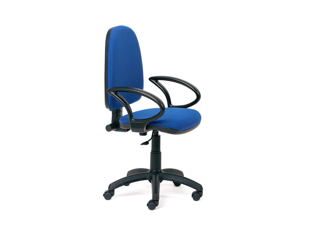 Silla rocada con brazos color azul diametro base 610 mm respaldo de 490 mm x 420 mm