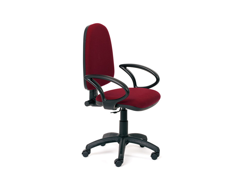 Silla rocada con brazos color burdeos diametro base 610 mm respaldo de 490 mm x 420 mm