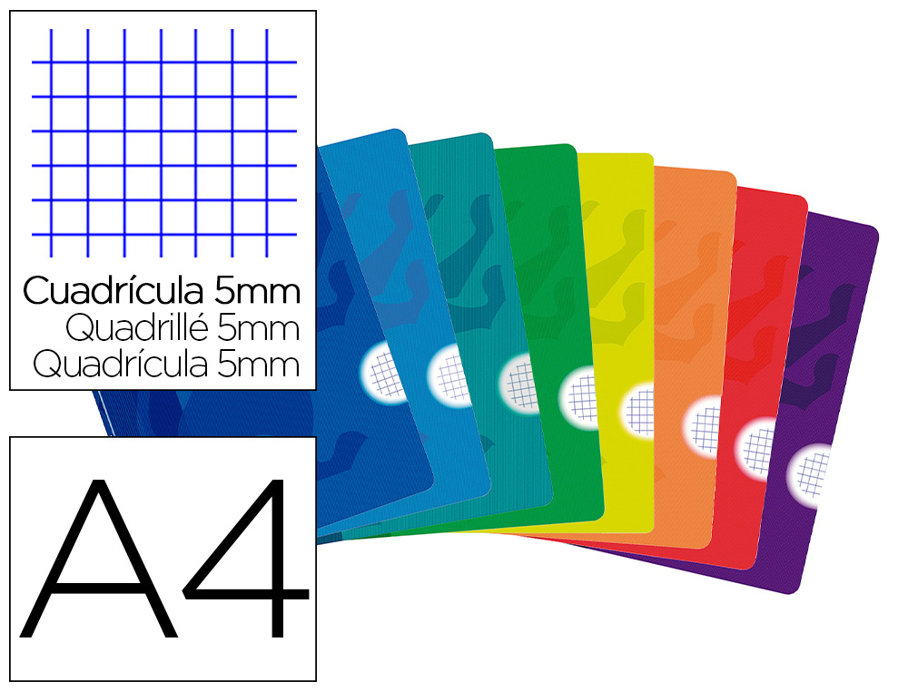 Libreta escolar oxford openflex tapa flexible optik paper 48 hojas din a4 cuadro 5 mm colores surtidos