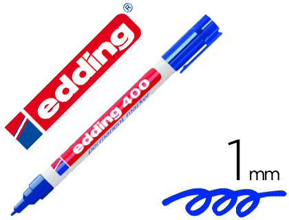 Rotulador edding marcador permanente 400 azul punta redonda 1 mm recargable