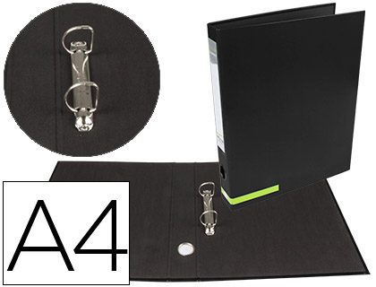 Carpeta de 2 anillas 25 mm mixtas liderpapel a4 forrado color system con ollao y tarjetero negro