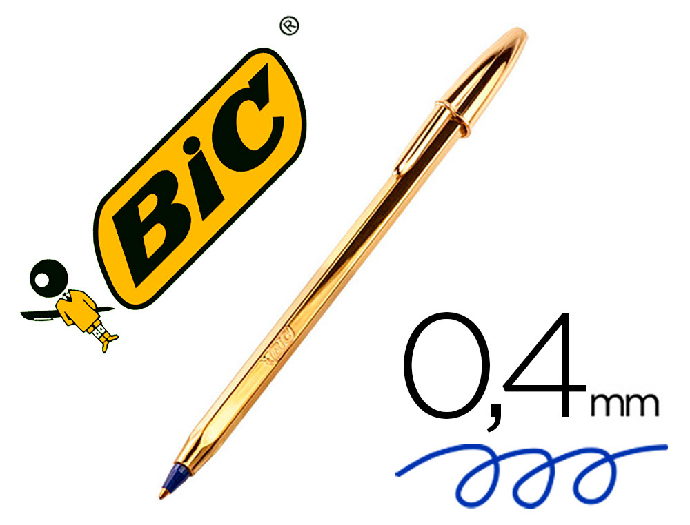 Boligrafo bic cristal celebration oro tinta azul unidad