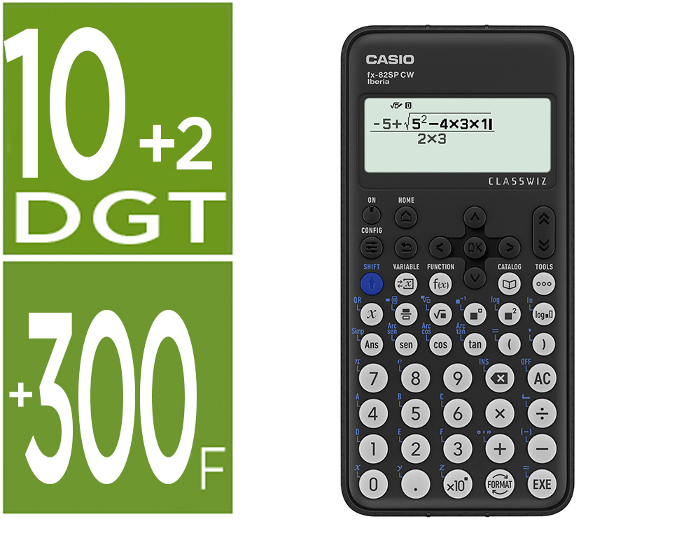 Calculadora casio fx-82sp cw iberia classwiz cientifica + 300 funciones 9 memorias con tapa