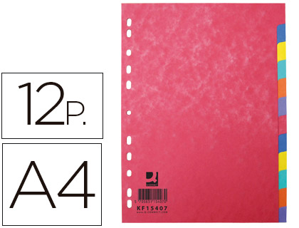 Separador q-connect cartulina brillo juego de 12 separadores din a4 multitaladro