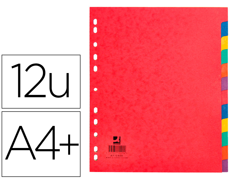 Separador q-connect cartulina brillo juego de 12 separadores din a4+