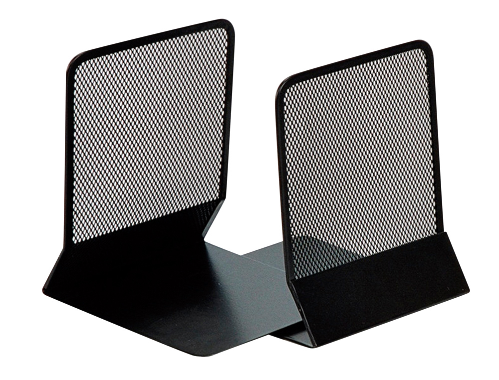 Apoyalibros metalico q-connect kf15098 rejilla negro juego 165x152x135 mm