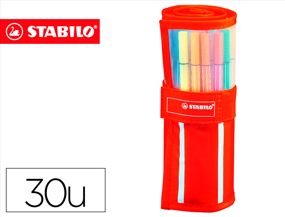 Rotulador stabilo acuarelable pen 68 estuche de 24 colores estandar + 6 colores neon