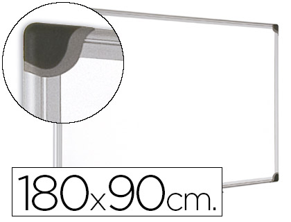 Pizarra blanca bi-office magnetica maya w ceramica vitrificada marco de aluminio 180 x 90 cm con bandeja para