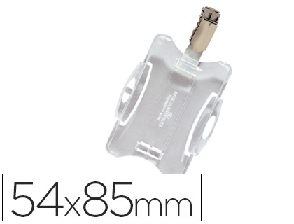 Identificador con pinza giratoria durable uso vertical/horizontal 54x85 mm