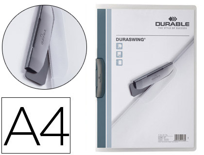 Carpeta durable duraswing dossier pinza lateral giratoria polipropileno din a4 grafito 30 hojas