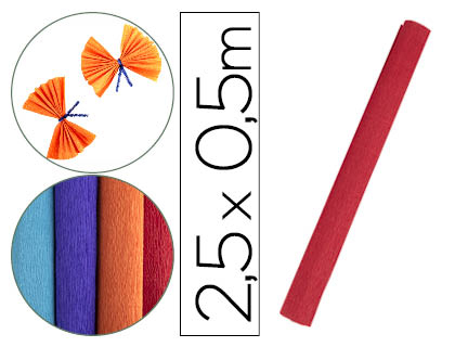 Papel crespon liderpapel rollo de 50 cm x 2,5 m 85g/m2 rojo