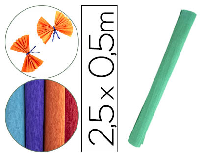 Papel crespon liderpapel rollo de 50 cm x 2,5 m 85g/m2 verde