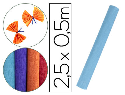 Papel crespon liderpapel rollo de 50 cm x 2,5 m 85g/m2 celeste