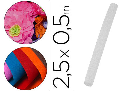 Papel crespon liderpapel rollo de 50 cm x 2,5 m 85g/m2 blanco