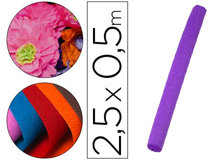 Papel crespon liderpapel rollo de 50 cm x 2,5 m 85g/m2 morado