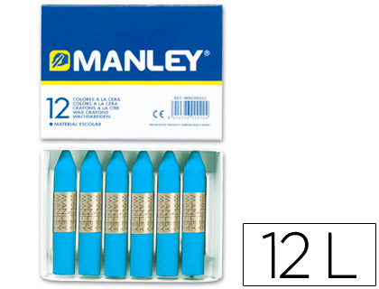 Lapices cera manley unicolor azul cobalto n.20 caja de 12 unidades