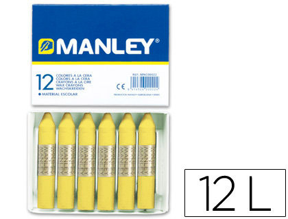 Lapices cera manley unicolor verde amarillo claro n.47 caja de 12 unidades