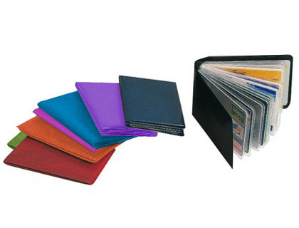Portatarjetas de credito pvc base opaca capacidad 10 tarjetas expositor de 30 unidades colores surtidos