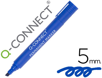 Rotulador q-connect marcador permanente azul punta biselada 5 mm