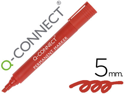 Rotulador q-connect marcador permanente rojo punta biselada 5 mm