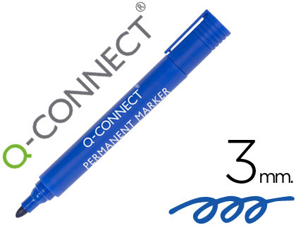Rotulador q-connect marcador permanente azul punta redonda 3 mm