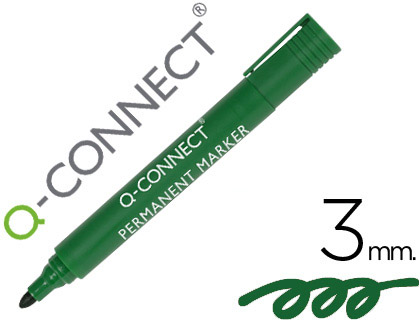 Rotulador q-connect marcador permanente verde punta redonda 3 mm