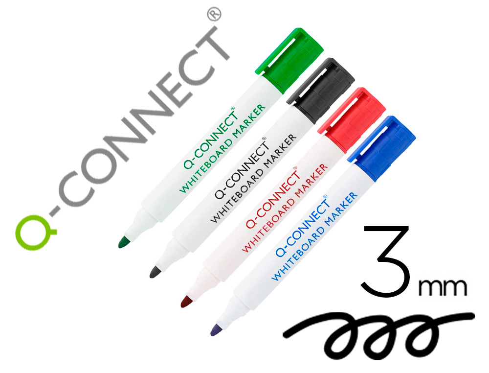Rotulador q-connect pizarra blanca colores surtidos punta redonda 3 mm