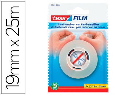 Cinta adhesiva tesafilm sin tijeras 25 mt x 19 mm
