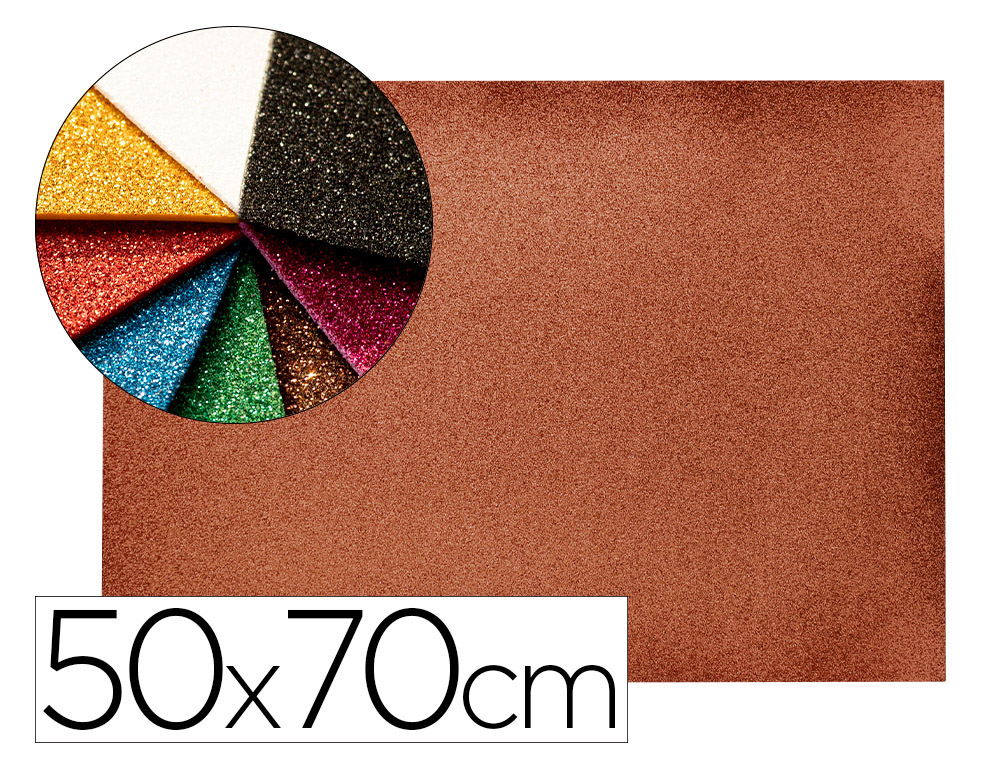 Goma eva con purpurina biodegradable liderpapel 50x70cm 60g/m2 espesor 2 mm marron