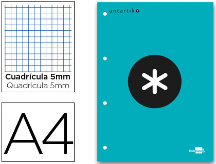 Bloc encolado antartik cuadro 5 mm a4 natural 80 h 100 gr color turquesa