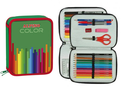 Plumier escolar alpino color pequeño doble cremallera