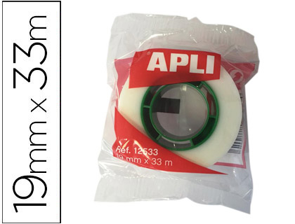 Cinta adhesiva apli 33 mt x 19 mm invisible encelofanada individualmente