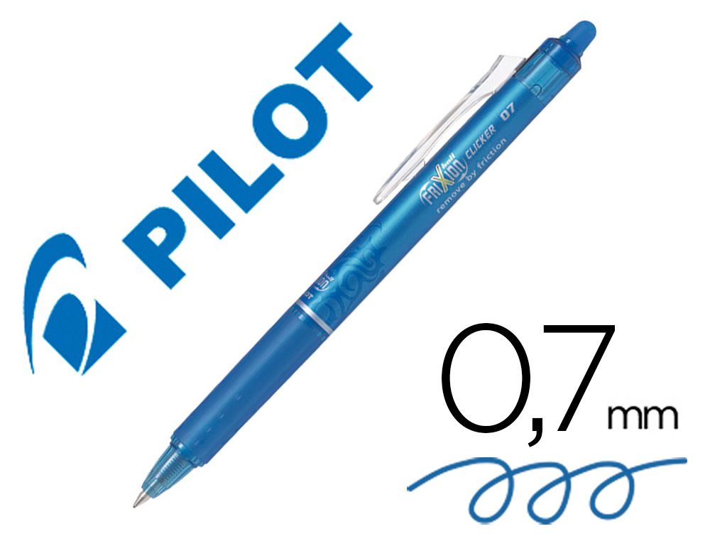 Boligrafo pilot frixion clicker borrable 0,7 mm color azul claro