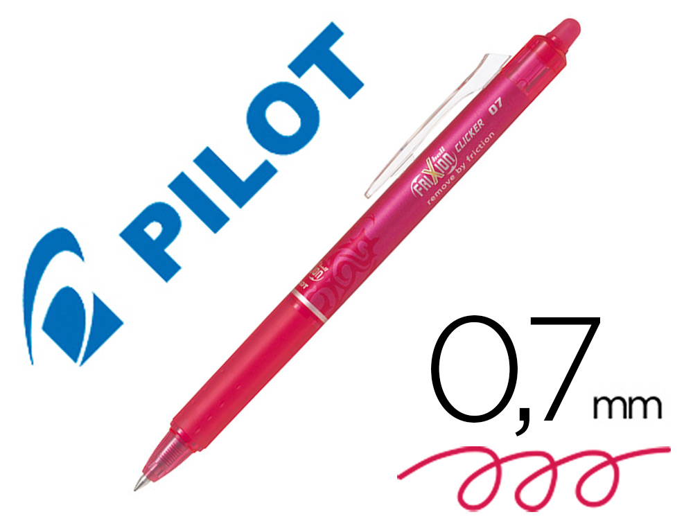 Boligrafo pilot frixion clicker borrable 0,7 mm color rosa