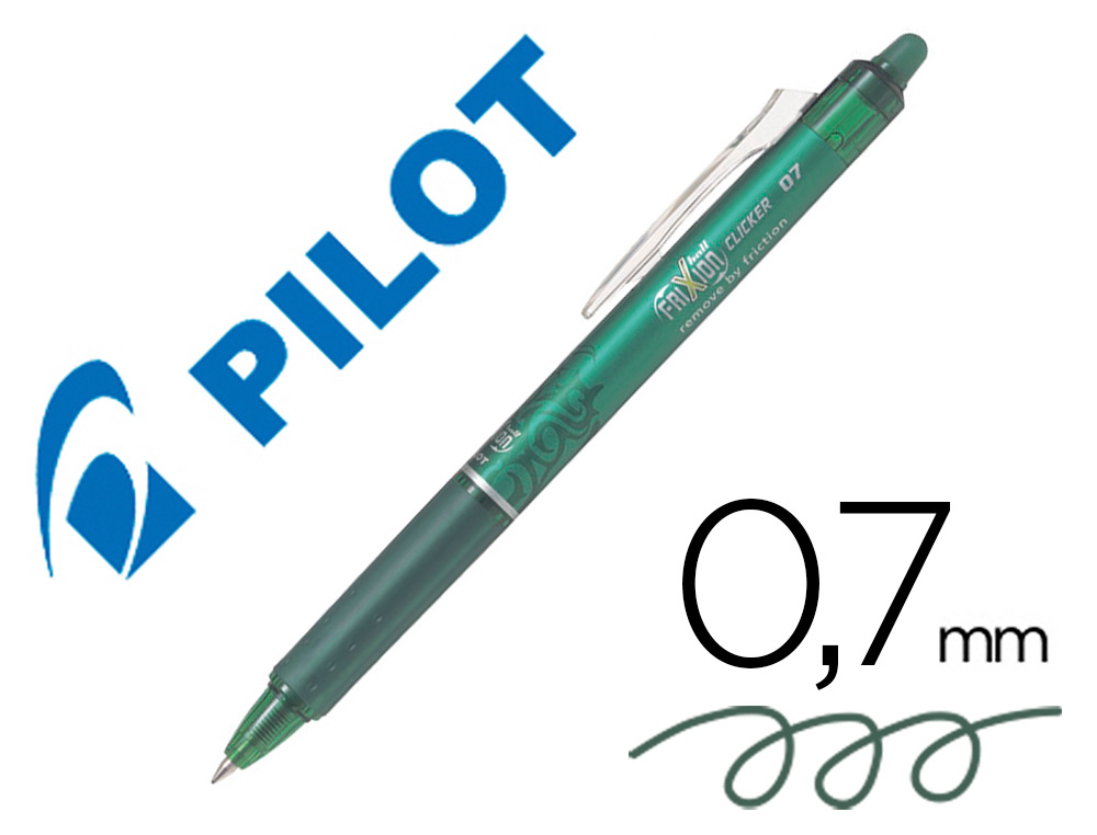 Boligrafo pilot frixion clicker borrable 0,7 mm color verde claro