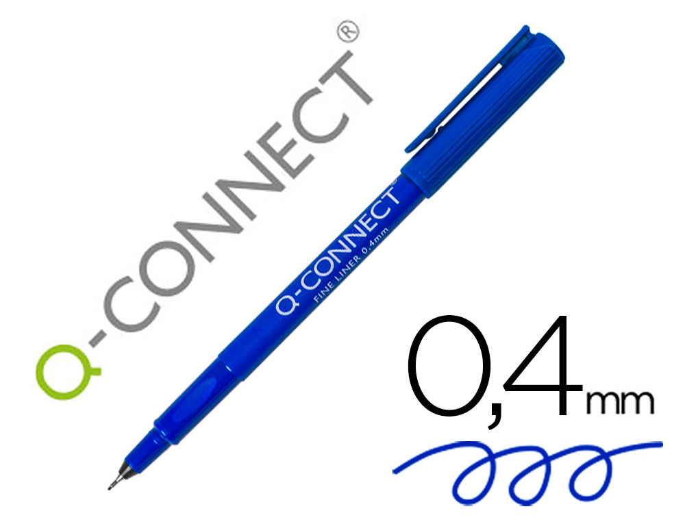 Rotulador q-connect punta de fibra fine liner azul 0,4 mm