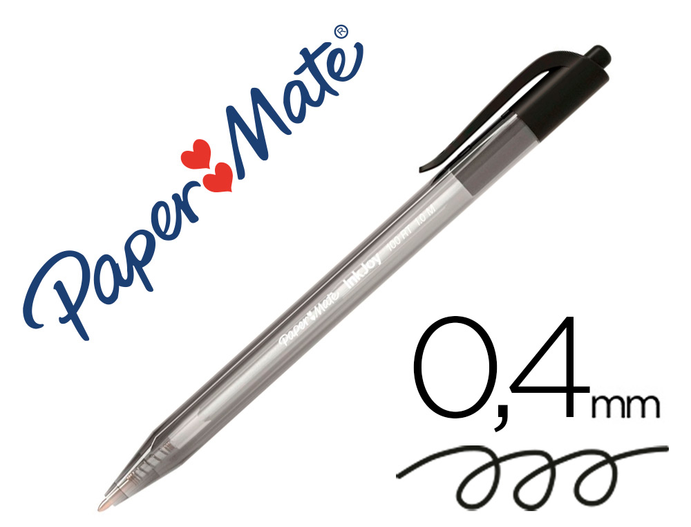 Boligrafo paper mate inkjoy 100 retractil punta media negro