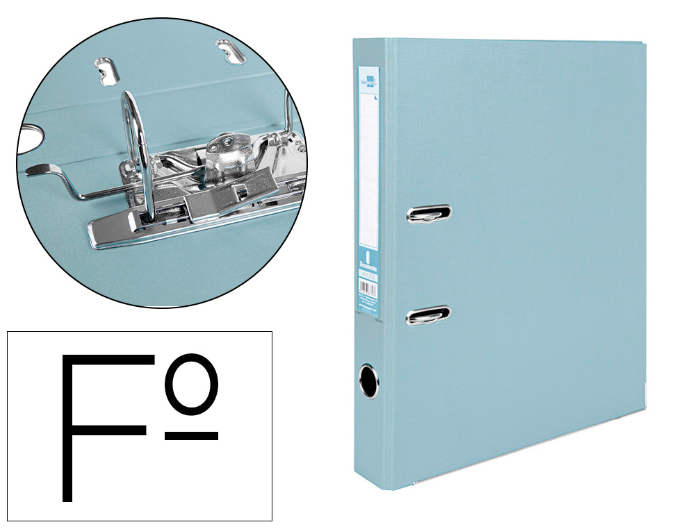 Archivador de palanca liderpapel folio documenta forrado pvc con rado lomo 52 mm gris compresor metalico