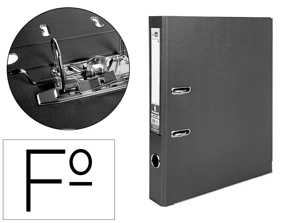 Archivador de palanca liderpapel folio documenta forrado pvc con rado lomo 52 mm negro compresor metalico