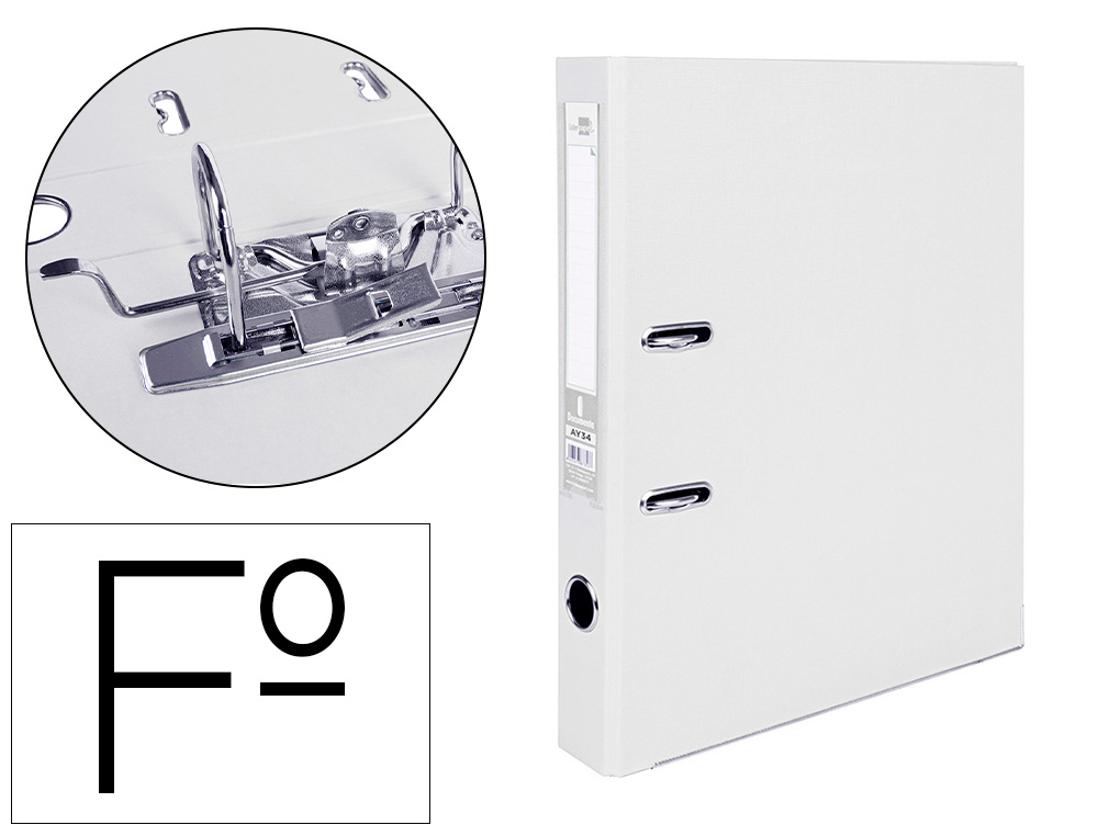 Archivador de palanca liderpapel folio documenta forrado pvc con rado lomo 52 mm blanco compresor metalico
