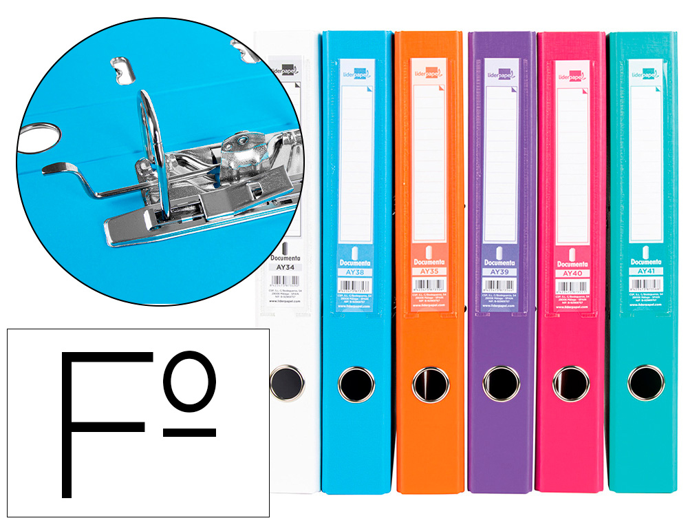 Archivador de palanca liderpapel folio documenta forrado pvc con rado lomo 52 mm colores surtidos trending