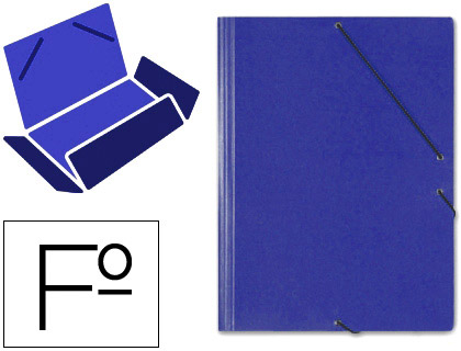 Carpeta saro gomas tres solapas carton folio color azul