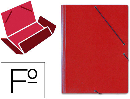 Carpeta saro gomas tres solapas carton folio color rojo