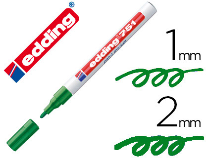 Rotulador edding punta fibra 751 verde punta redonda 1-2 mm
