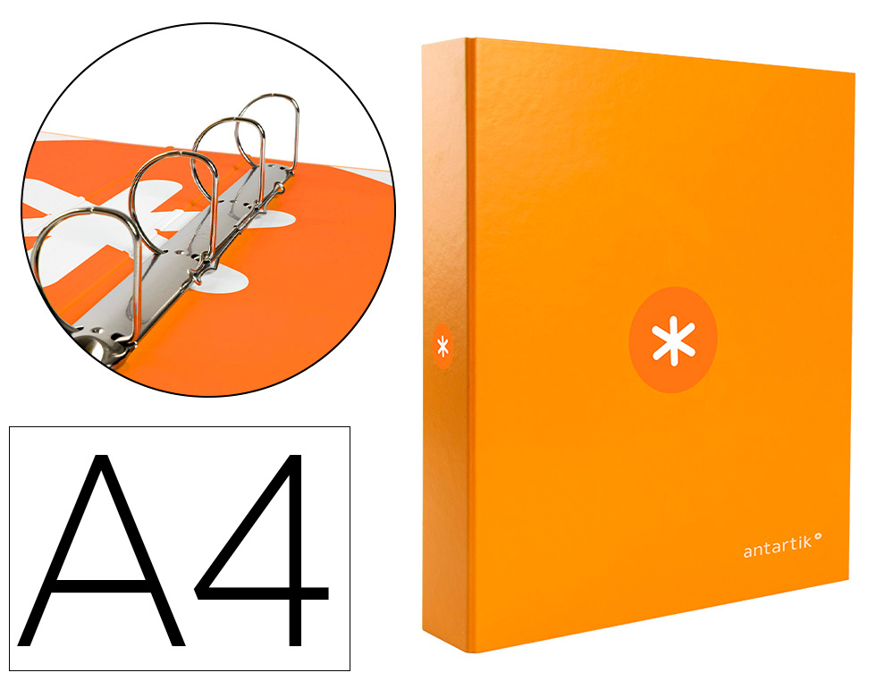 Carpeta 4 anillas 40 mm mixtas antartik a4 forrada color mostaza